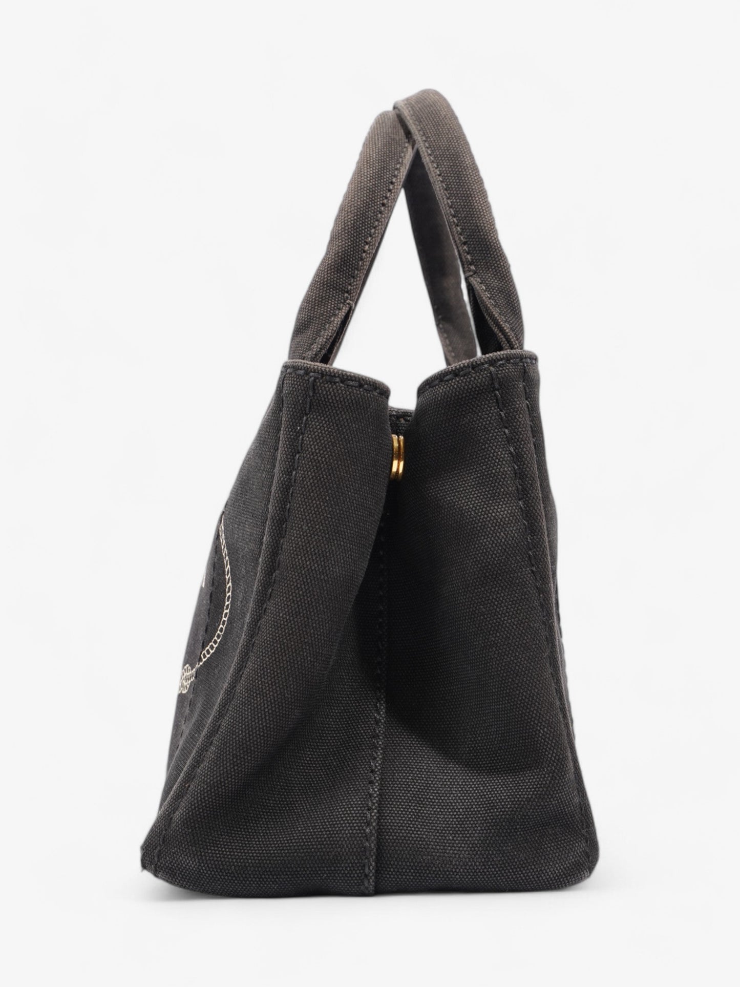 Prada Canvas Tote Black / White Cotton