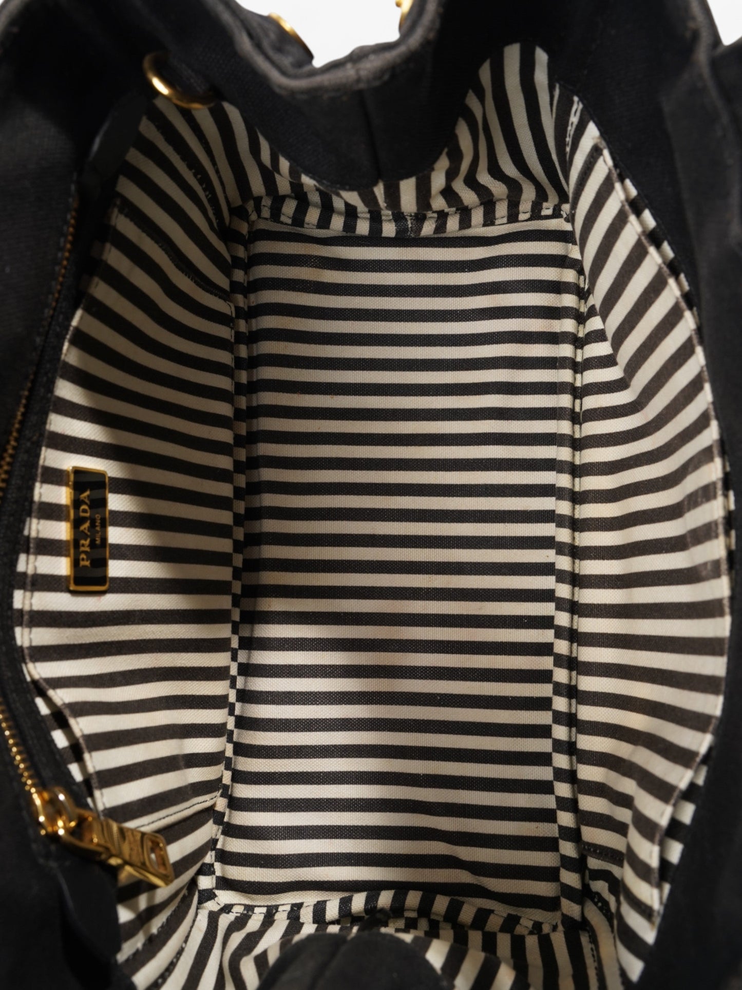 Prada Canvas Tote Black / White Cotton