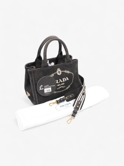 Prada Canvas Tote Black / White Cotton