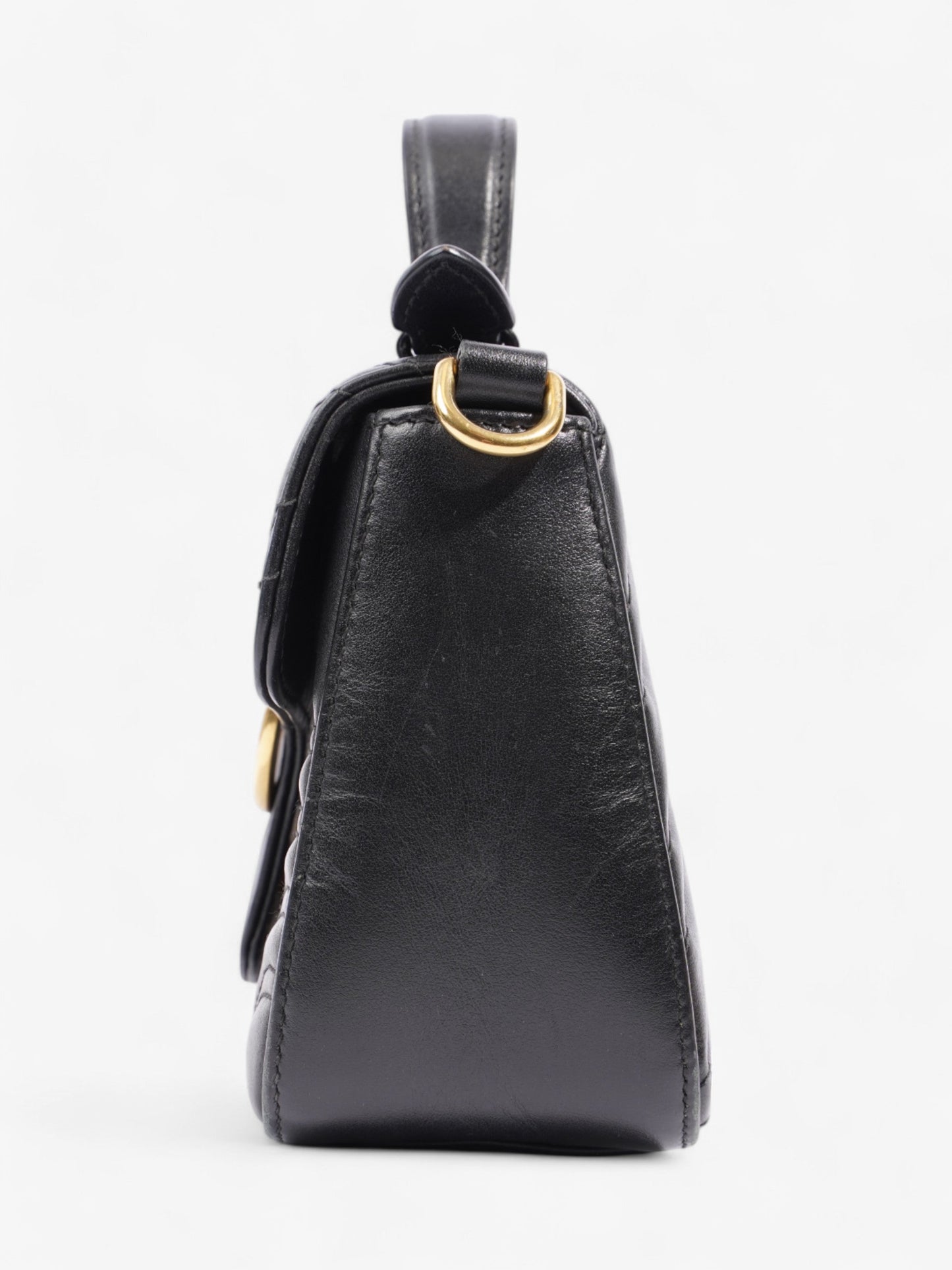 Gucci GG Marmont Mini Top Handle Bag in Quilted Black Leather Black GG Supreme Matelasse Leather Mini