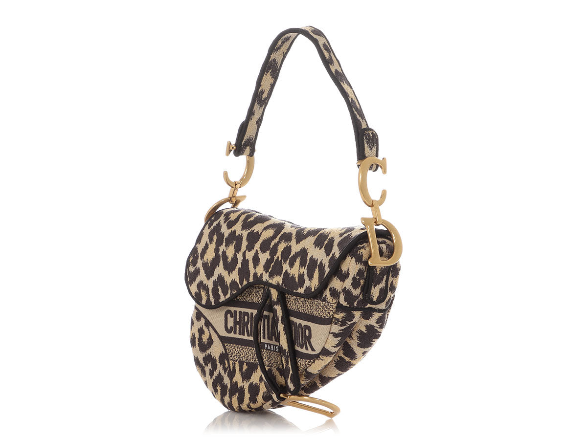 Dior Leopard Mizza Embroidered Saddle Bag