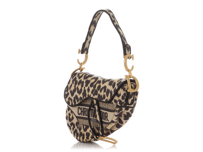 Dior Leopard Mizza Embroidered Saddle Bag