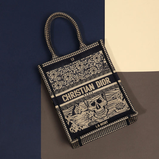 Dior Blue Embroidered La Mort Tarot Vertical Book Tote