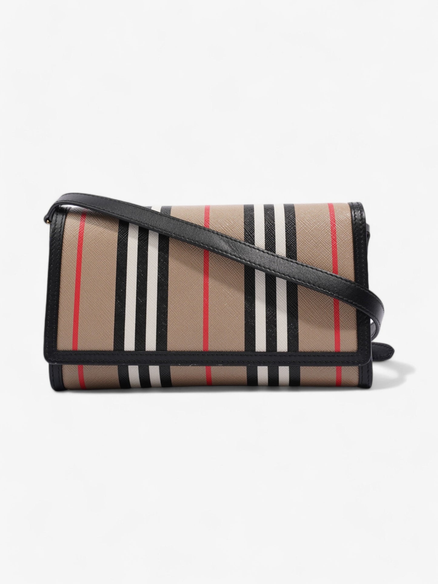 Burberry Hannah Wallet On Chain Archive Beige / Black Canvas
