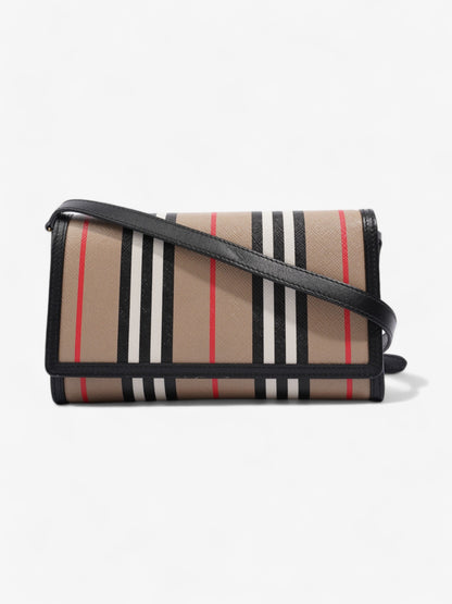 Burberry Hannah Wallet On Chain Archive Beige / Black Canvas