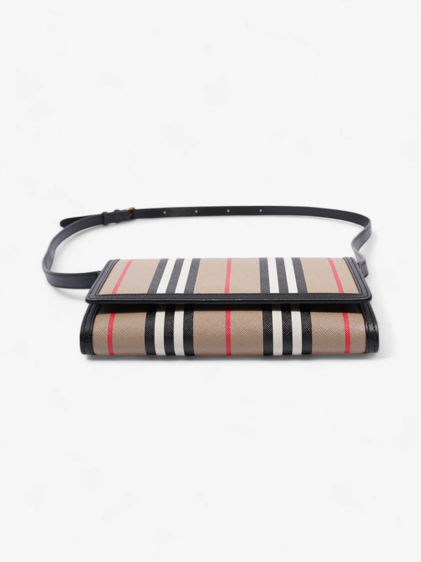 Burberry Hannah Wallet On Chain Archive Beige / Black Canvas