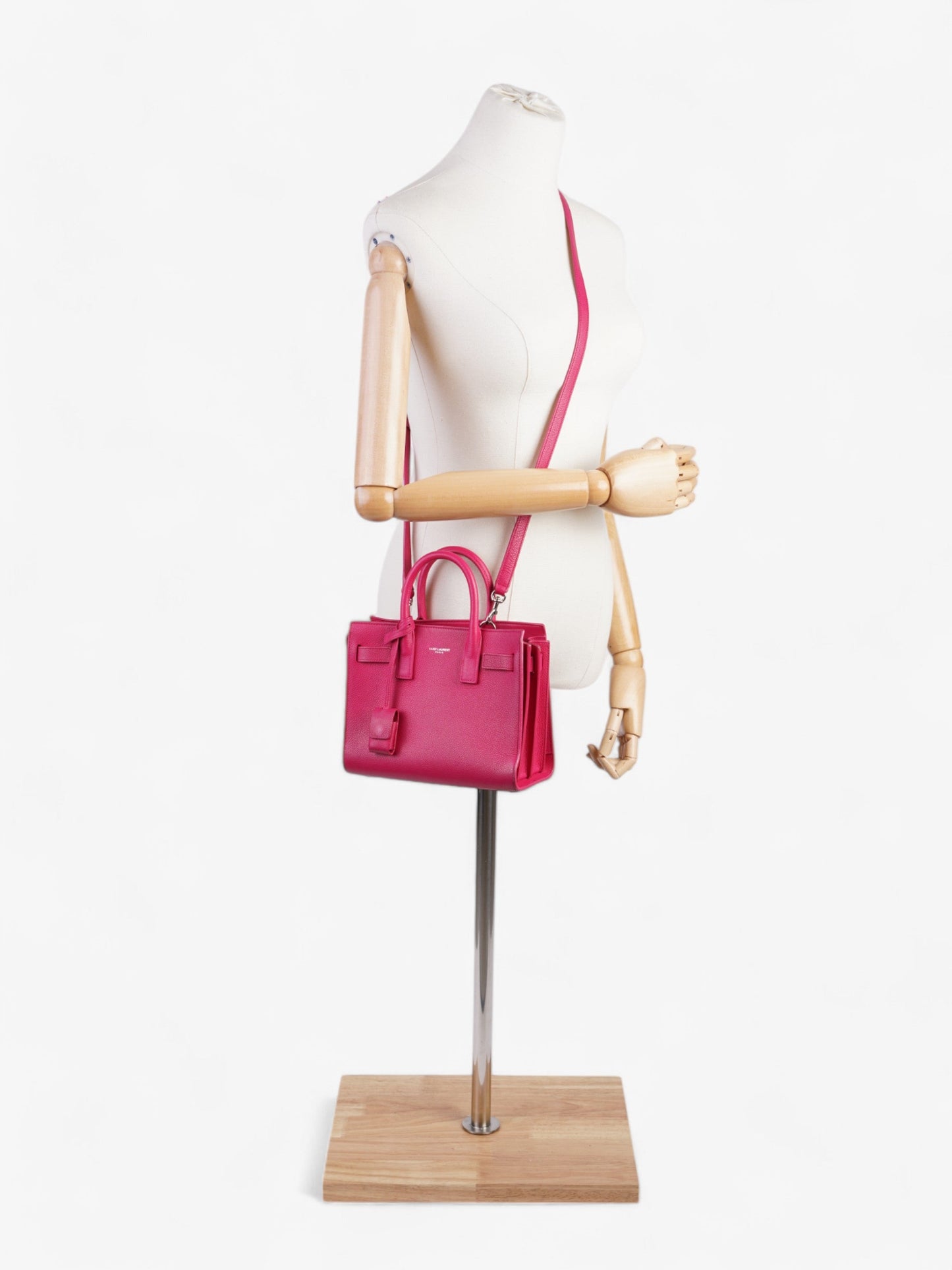 Saint Laurent Sac De Jour Lipstick Fuschia Calfskin Leather Nano