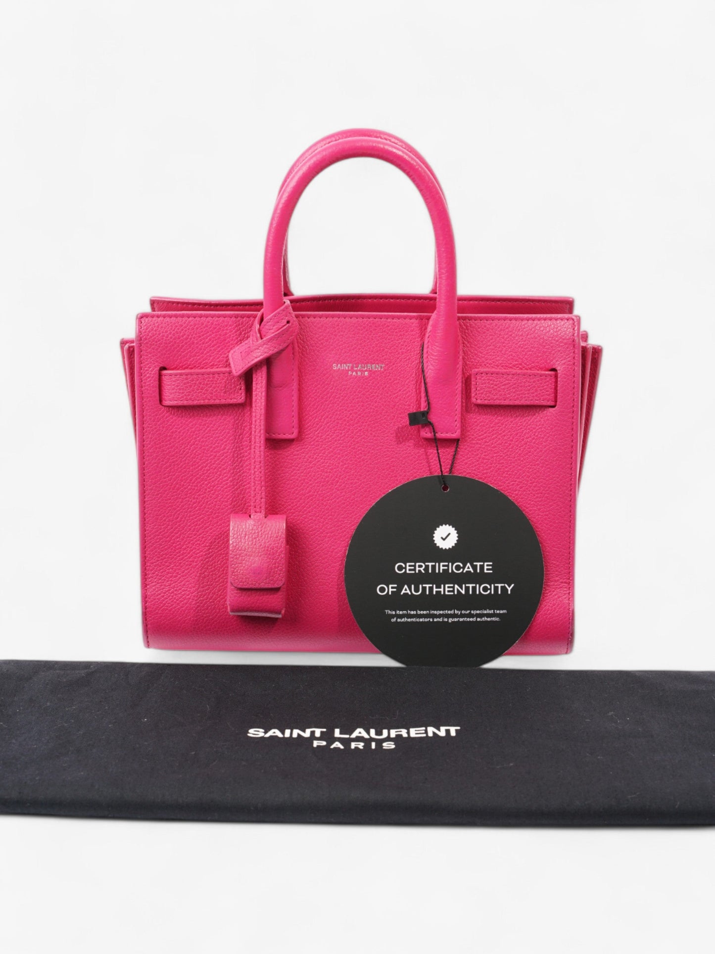 Saint Laurent Sac De Jour Lipstick Fuschia Calfskin Leather Nano