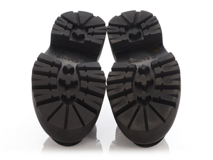 Celine Black Sequin Lug-Sole Derby Shoes