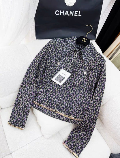 Chanel 23A Dark Gray & Multicolor Leather Jacket size 36