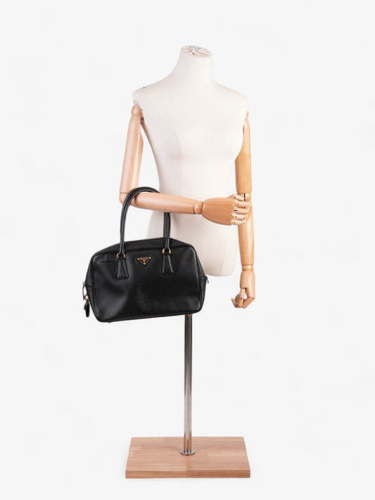 Prada Bauletto Tote Bag Black Saffiano Leather