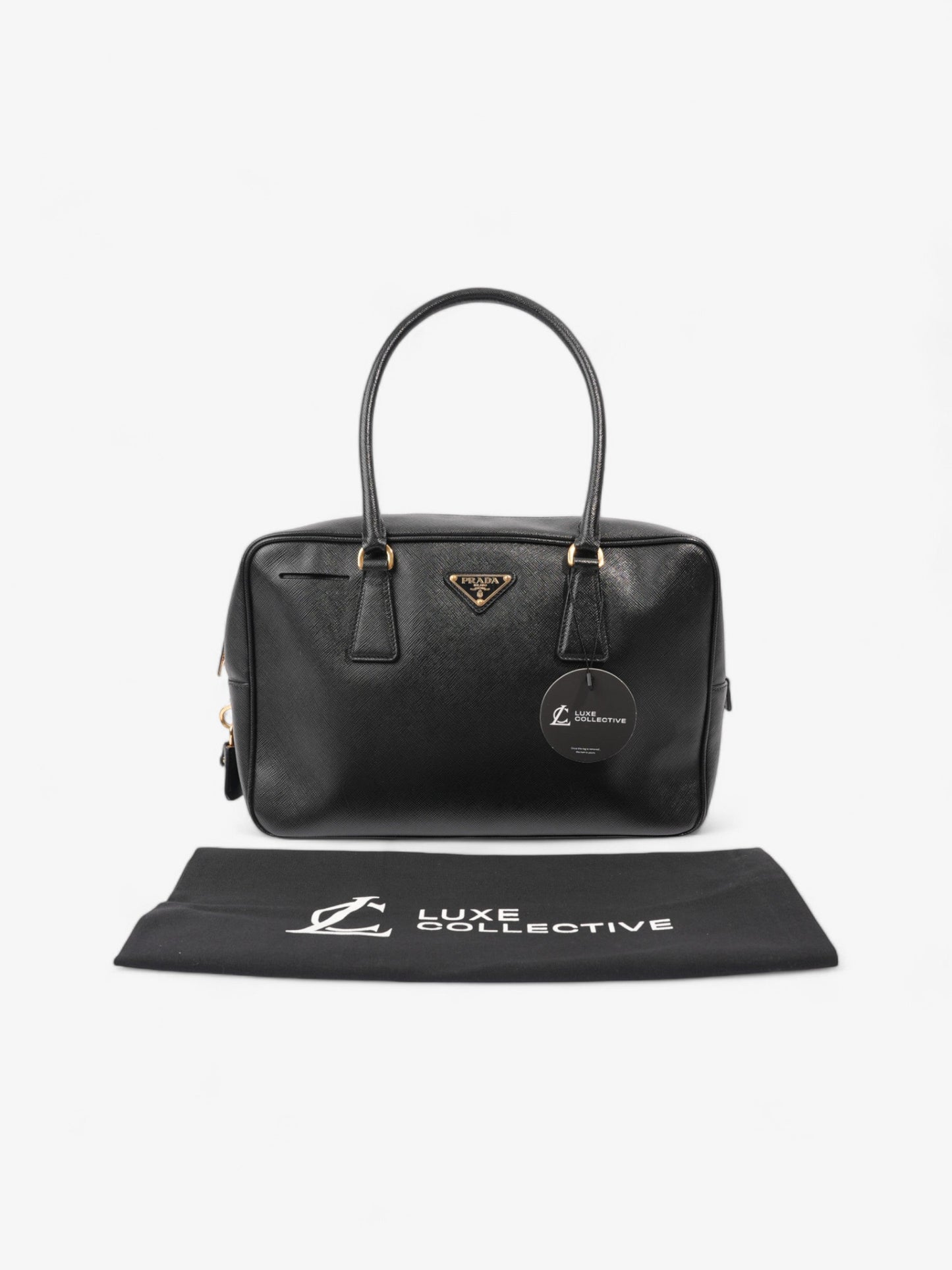 Prada Bauletto Tote Bag Black Saffiano Leather