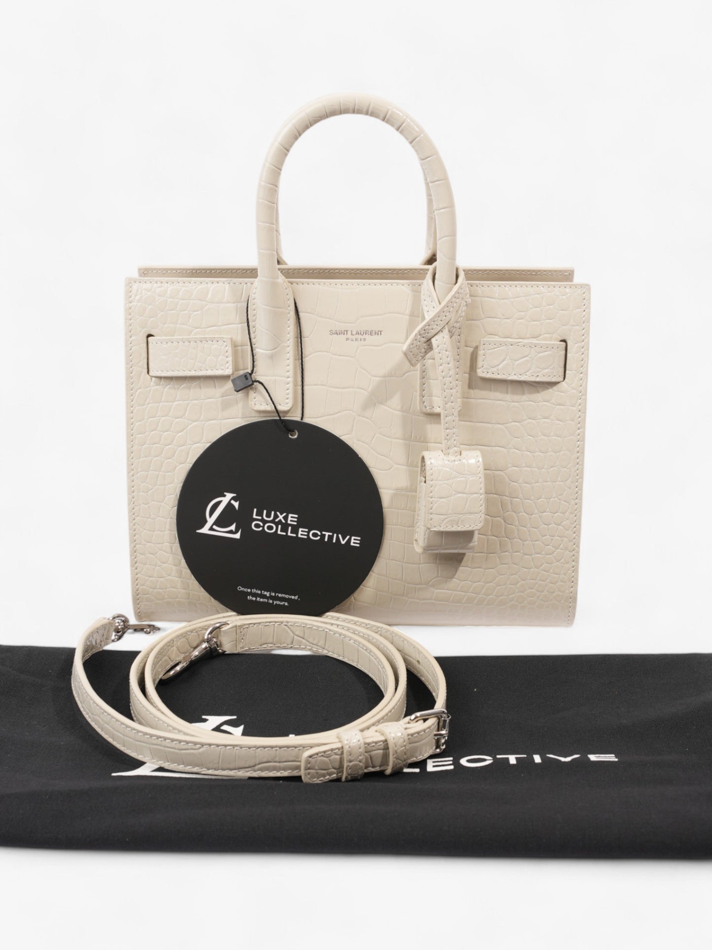 Saint Laurent Sac De Jour Off White Embossed Leather Nano