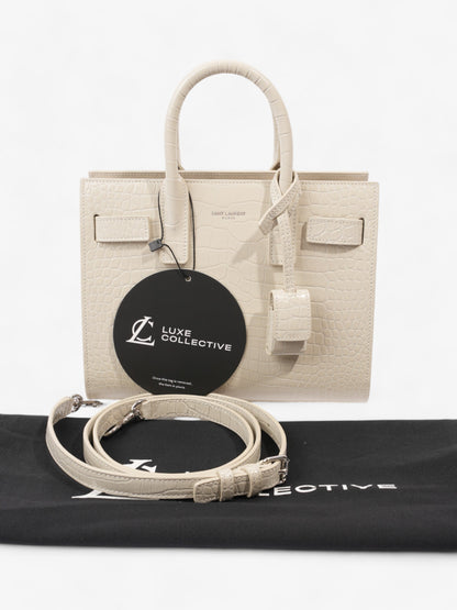 Saint Laurent Sac De Jour Off White Embossed Leather Nano