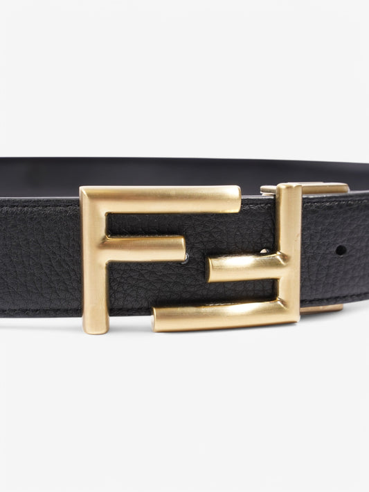 Fendi FF Reversible Belt Black / Gold Leather 139cm