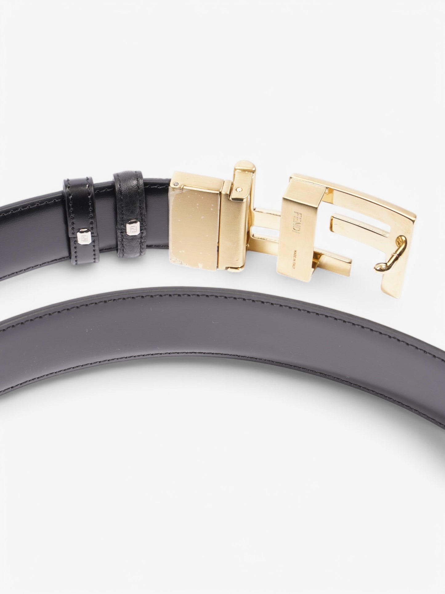 Fendi FF Reversible Belt Black / Gold Leather 139cm