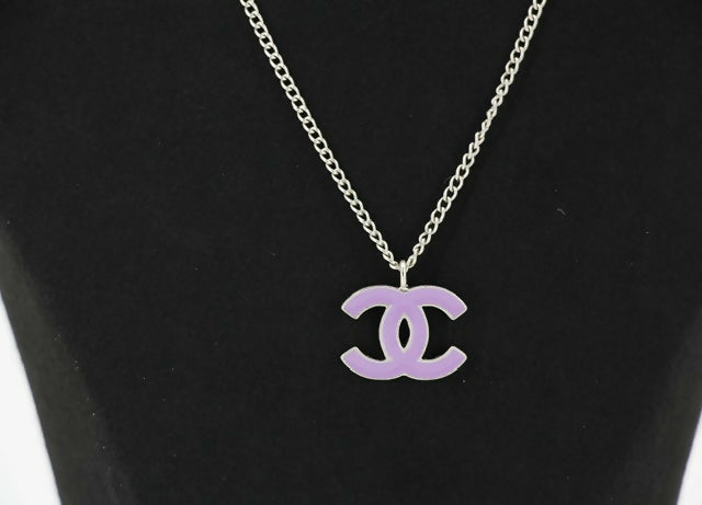 Chanel Vintage 04P Enamel Pink Purple CC Necklace