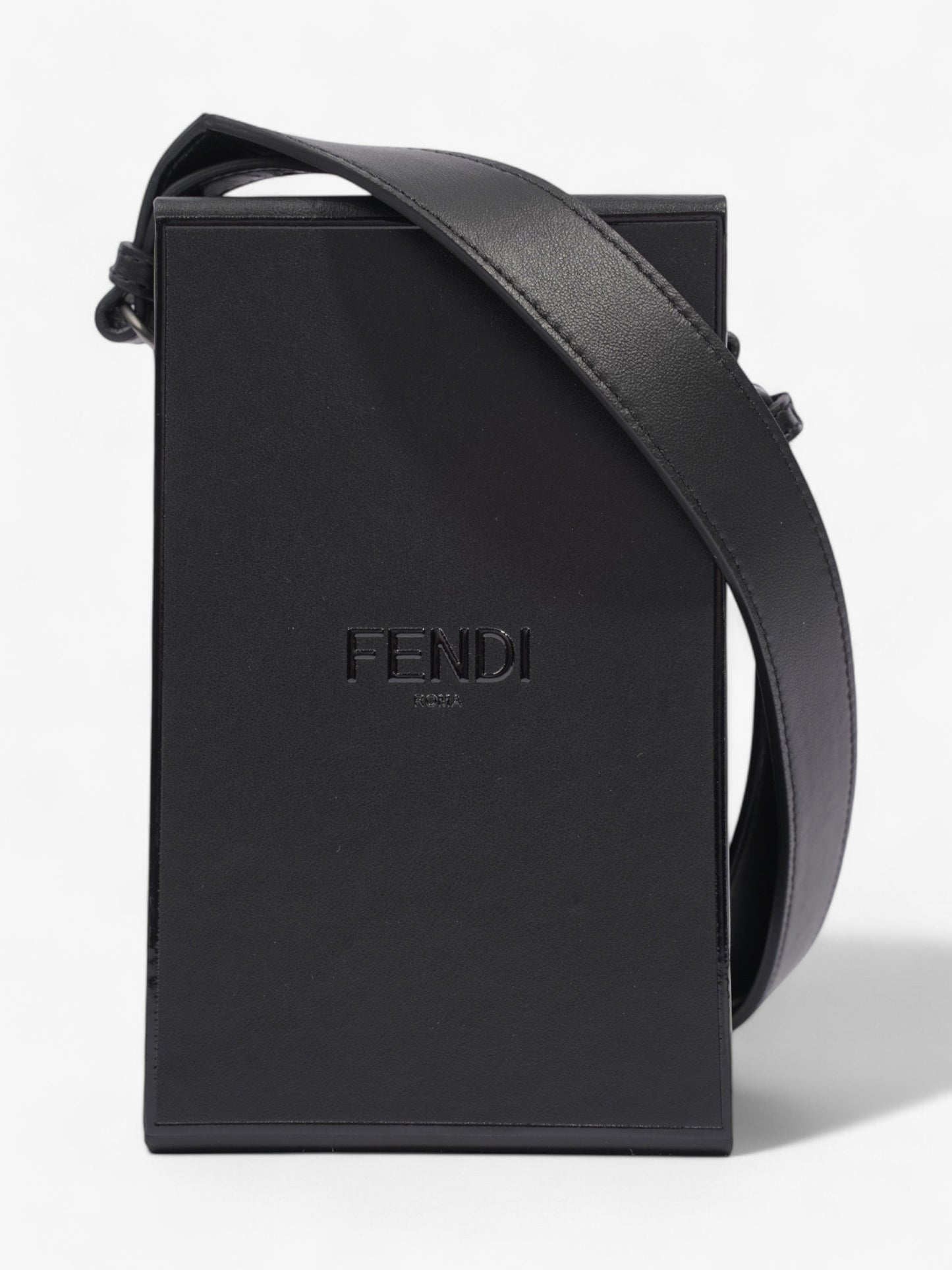 Fendi Box Vertical Messenger Black Calfskin Leather