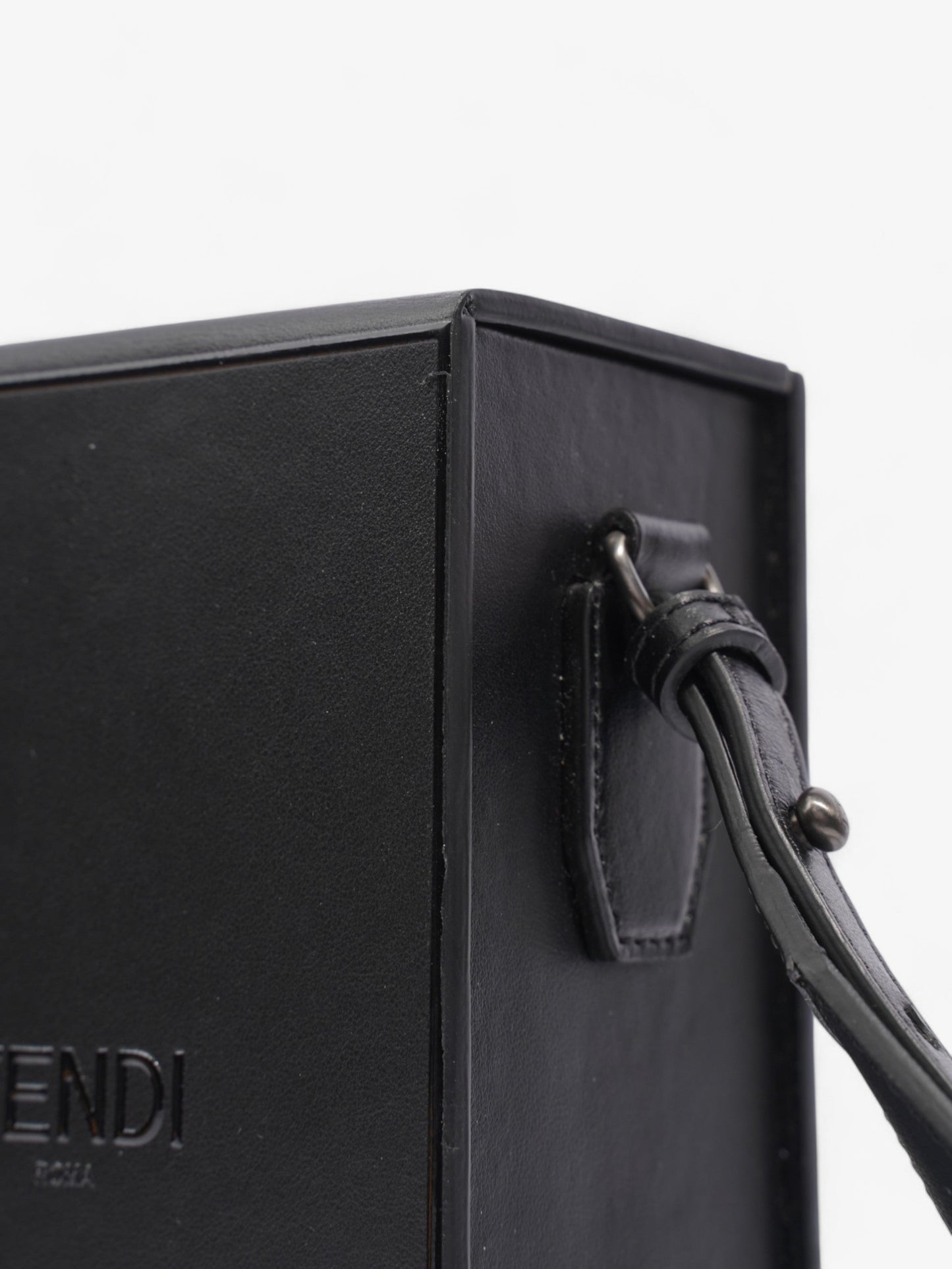 Fendi Box Vertical Messenger Black Calfskin Leather
