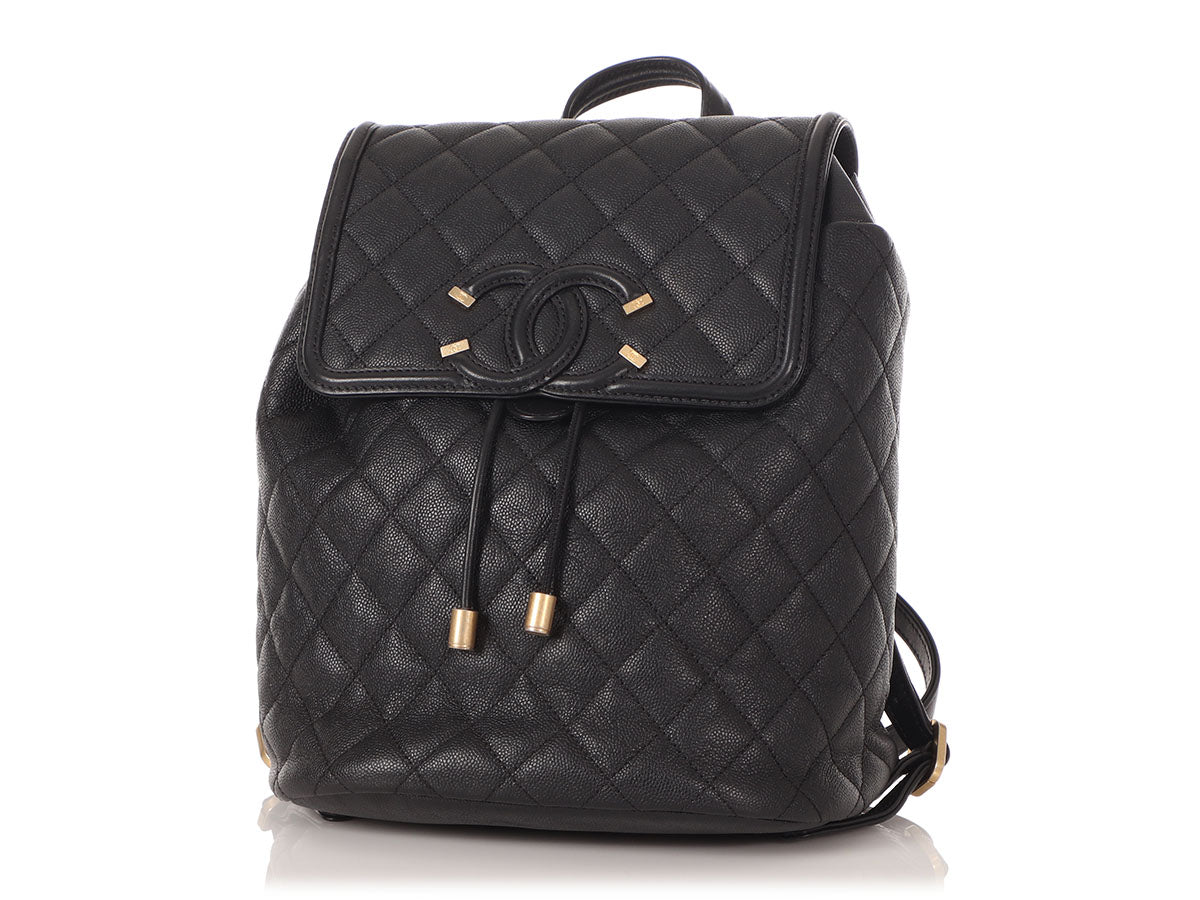 Chanel Black Quilted Caviar CC Filigree Backpack