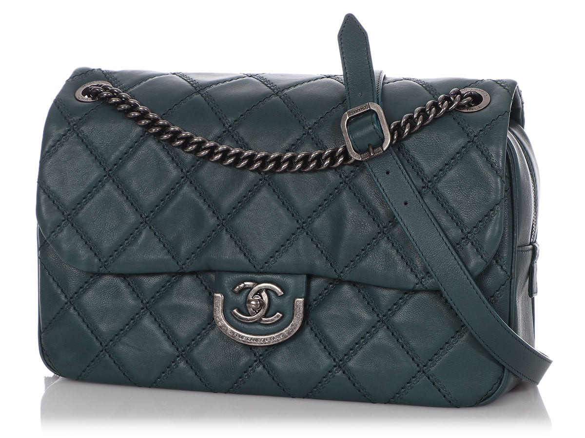 Chanel Vert Pétrole Quilted Calfskin Flap