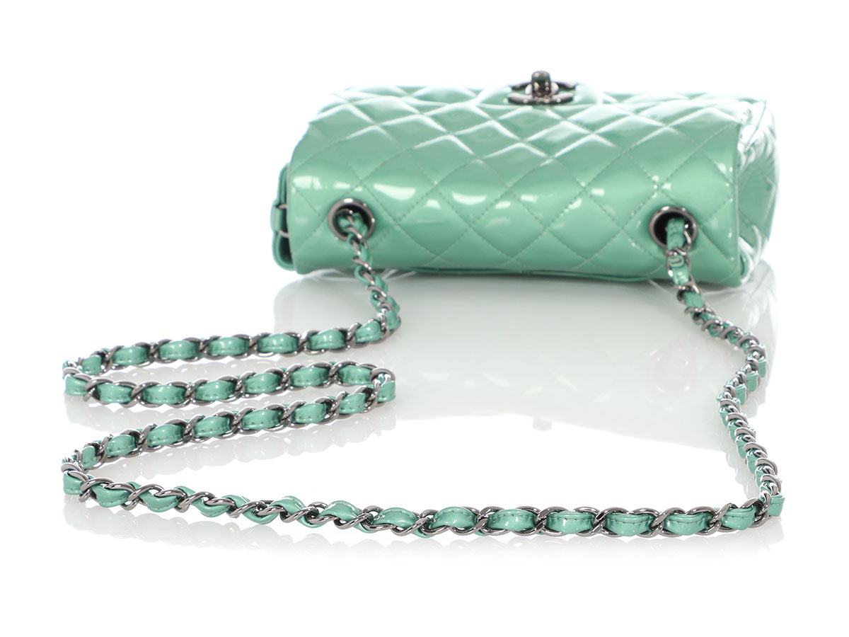 Chanel Mini Green Quilted Patent Classic