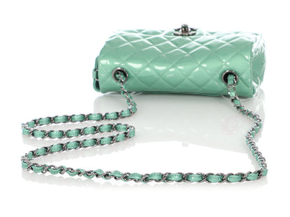 Chanel Mini Green Quilted Patent Classic