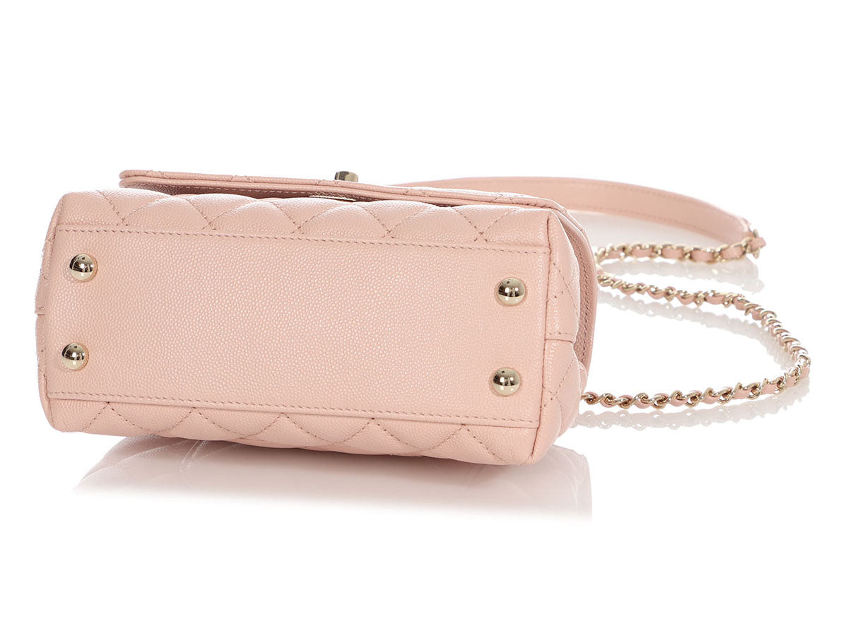 Chanel Extra Mini Pink Quilted Caviar Coco Handle