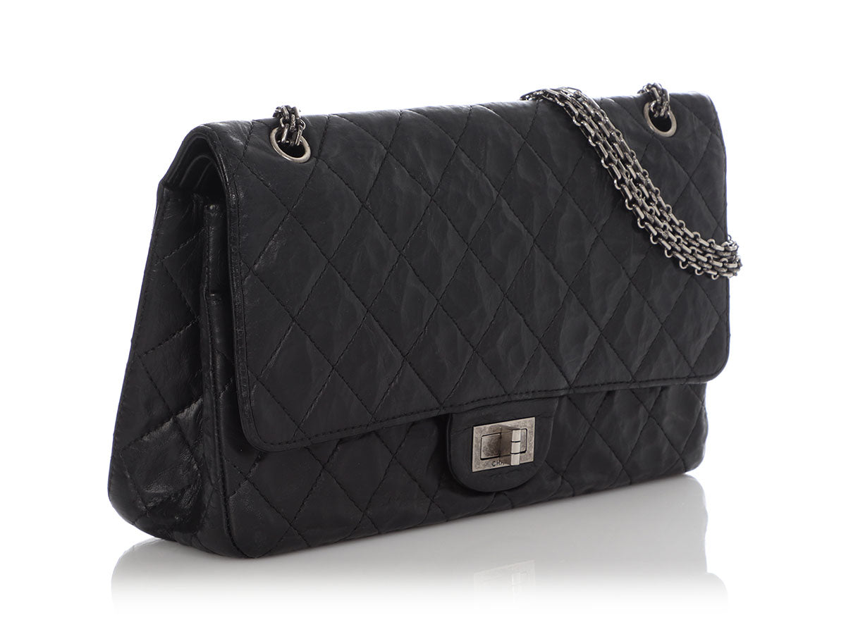 Chanel Black Quilted Distressed Calfskin 2.55 Reissue 227