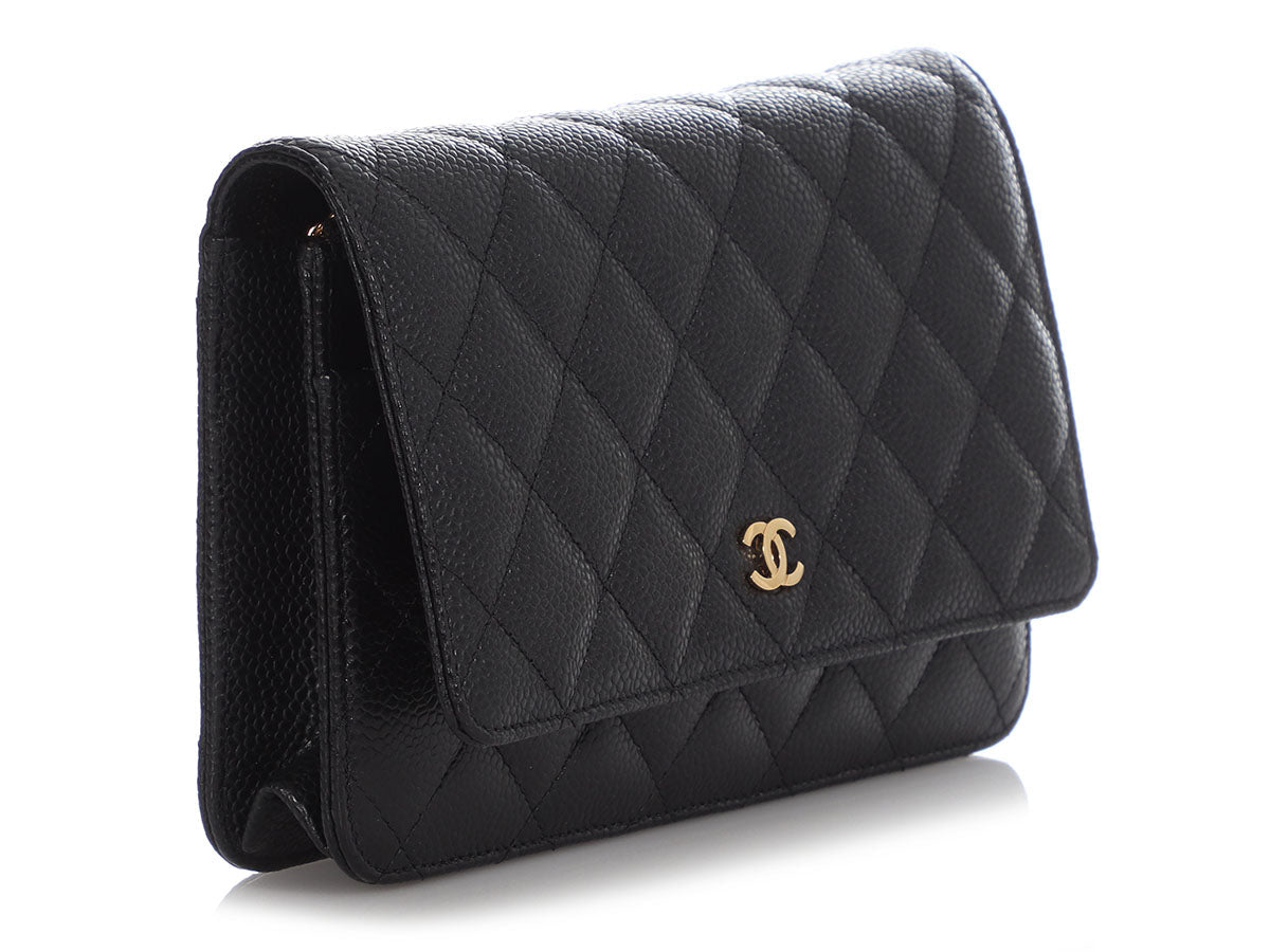 Chanel Black Quilted Caviar Wallet on Chain WOC