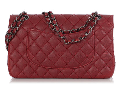 Chanel Medium/Large Red Quilted Caviar Classic Double Flap