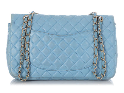 Chanel Medium Blue Quilted Lambskin Valentine Heart Charms Bag