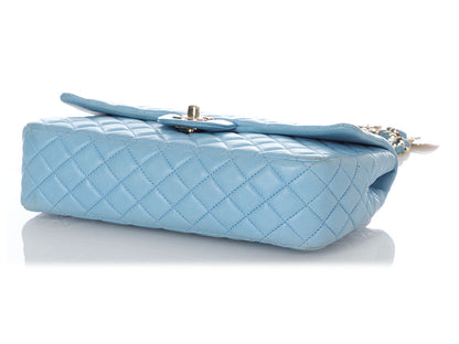 Chanel Medium Blue Quilted Lambskin Valentine Heart Charms Bag
