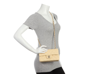 Chanel Mini Light Yellow Quilted Calfskin Classic