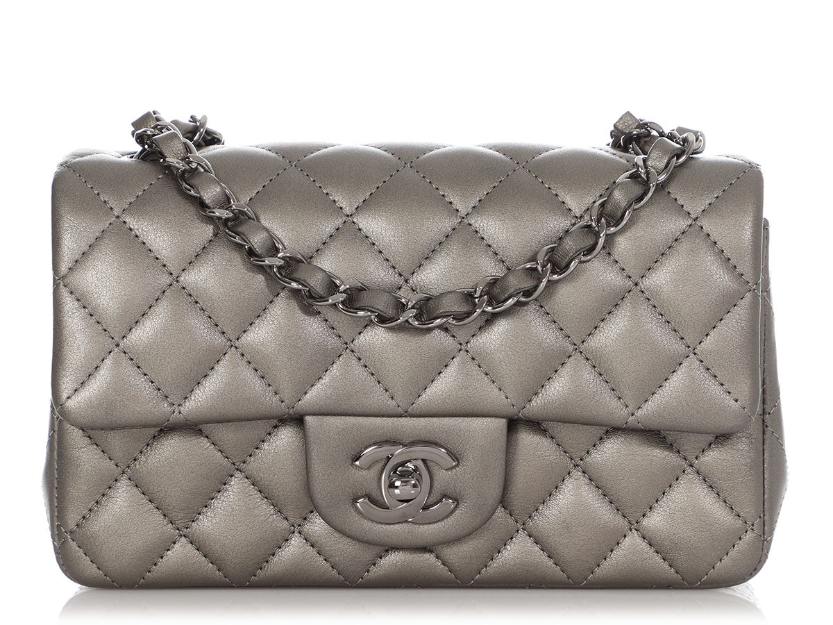 Chanel Mini Ruthenium Quilted Lambskin Rectangular Classic