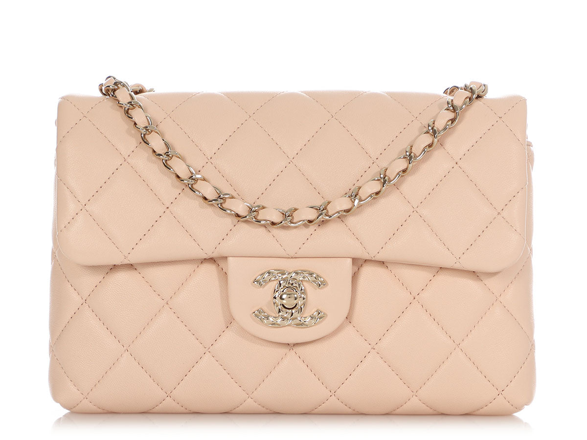 Chanel Light Beige Quilted Lambskin Crossbody Flap