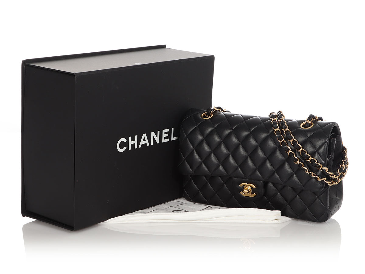 Chanel Medium/Large Black Quilted Lambskin Classic Double Flap