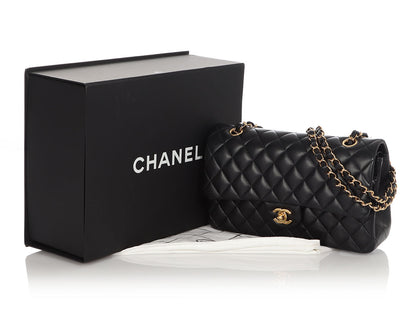 Chanel Medium/Large Black Quilted Lambskin Classic Double Flap