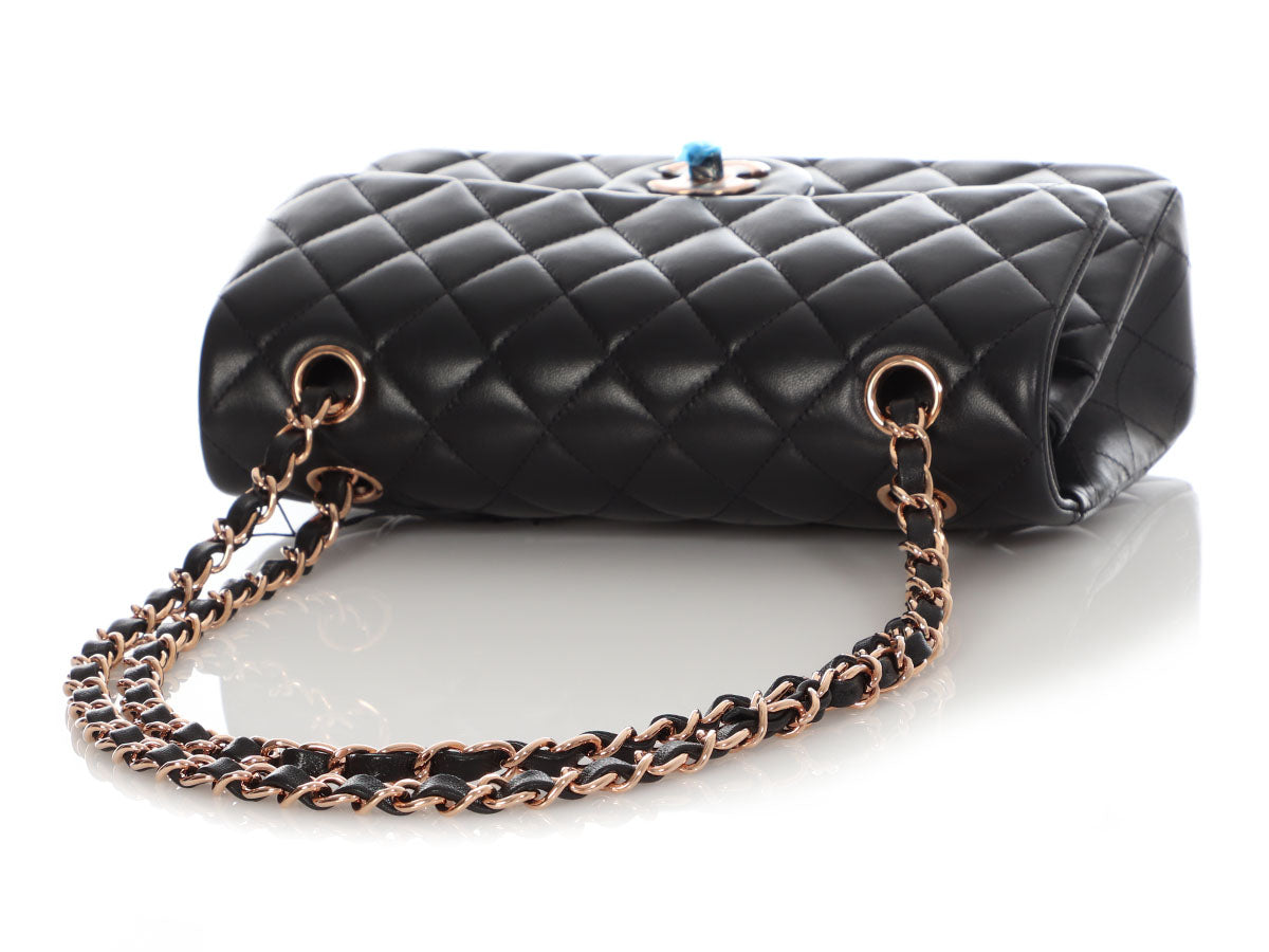 Chanel Small Black Quilted Lambskin Classic Double Flap