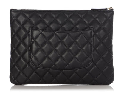 Chanel Medium Black Quilted Lambskin Classic O Case