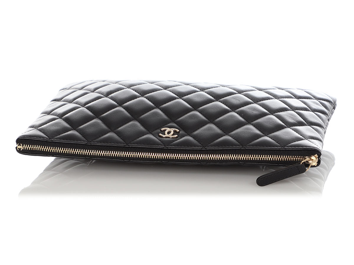 Chanel Medium Black Quilted Lambskin Classic O Case