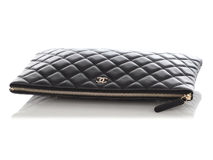 Chanel Medium Black Quilted Lambskin Classic O Case