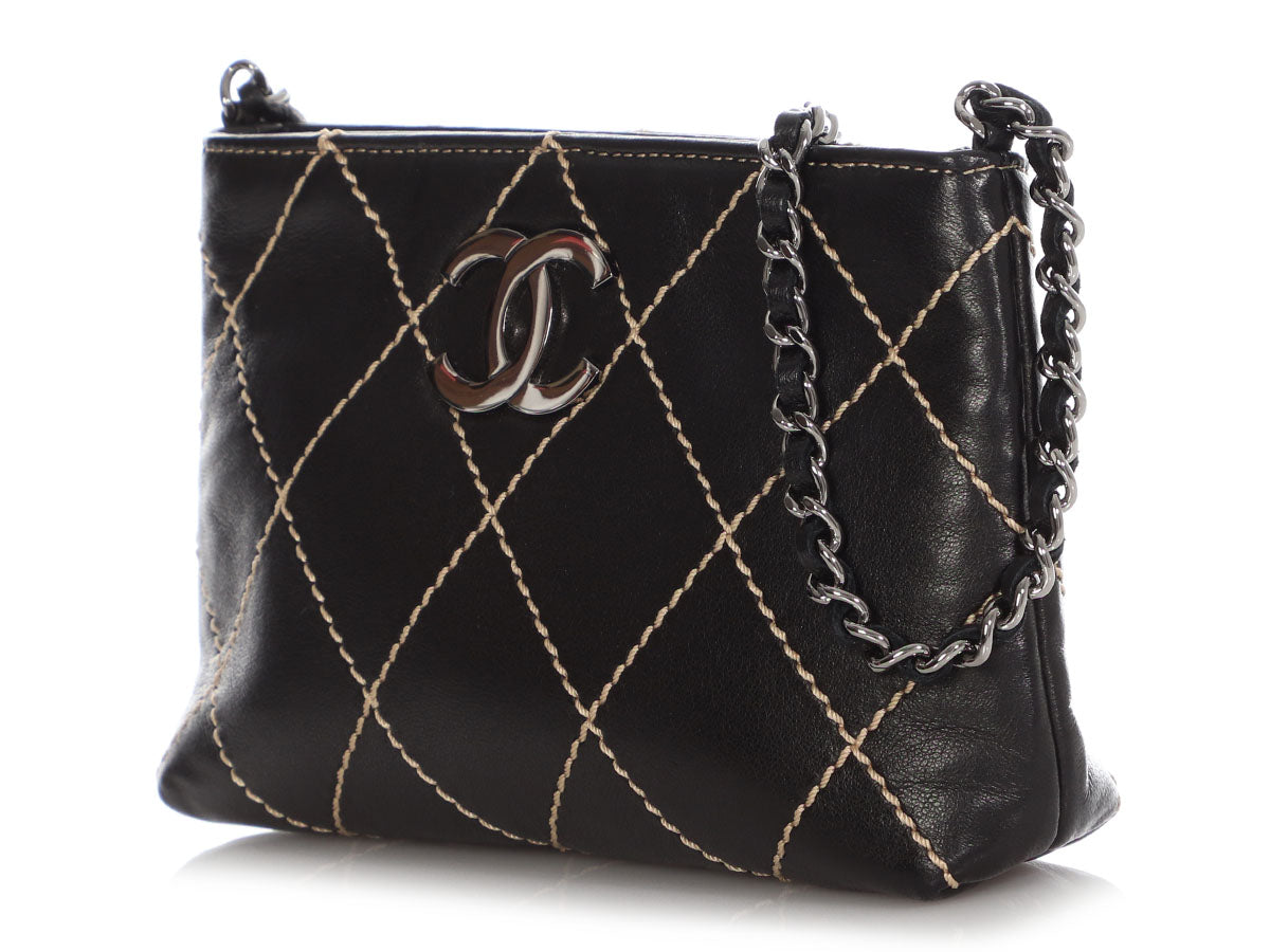Chanel Black Lambskin Wild Stitch Mini Bag