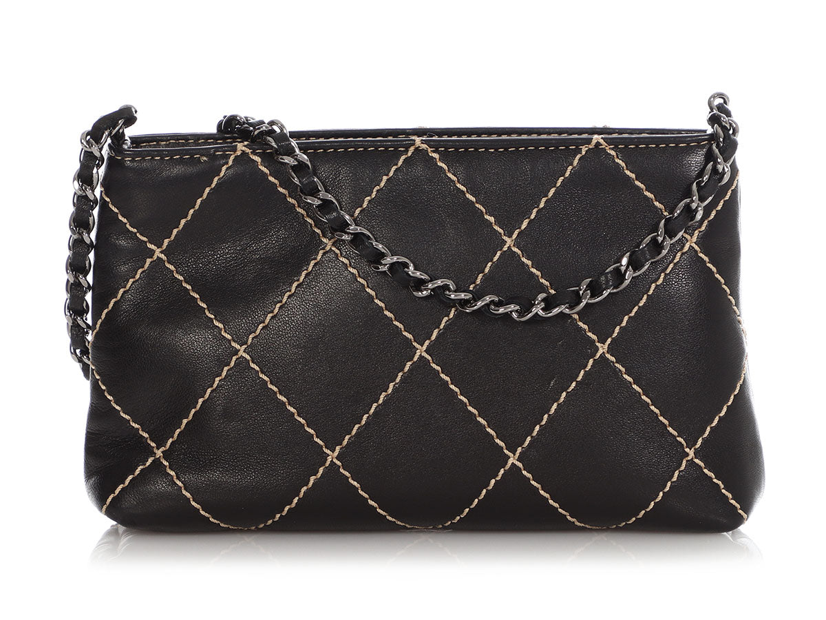 Chanel Black Lambskin Wild Stitch Mini Bag