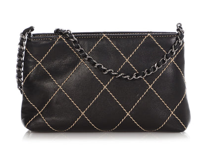 Chanel Black Lambskin Wild Stitch Mini Bag