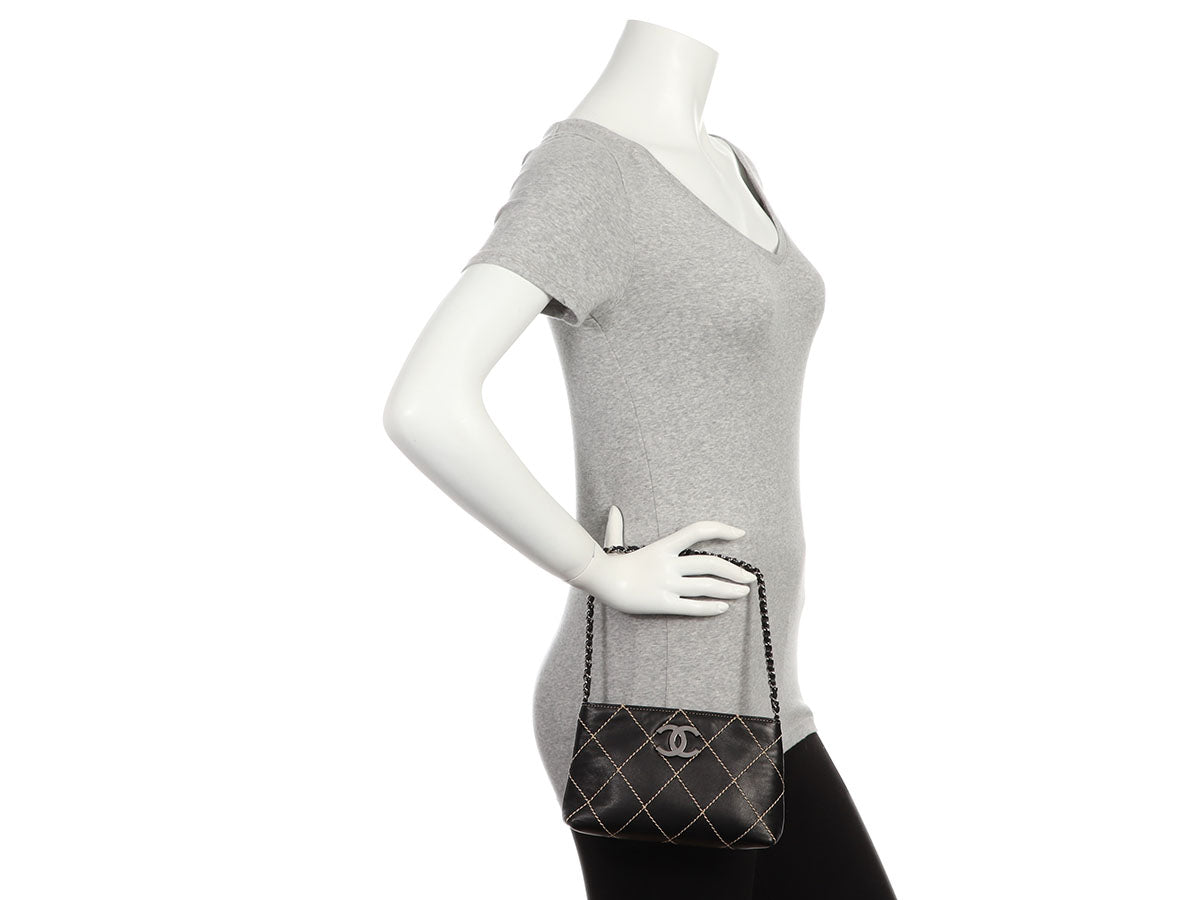 Chanel Black Lambskin Wild Stitch Mini Bag