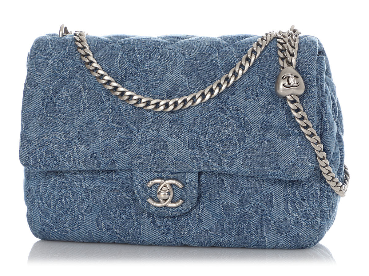 Chanel Medium Camellia Denim Sweetheart Flap