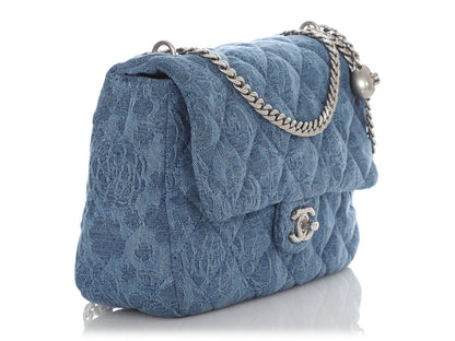 Chanel Medium Camellia Denim Sweetheart Flap