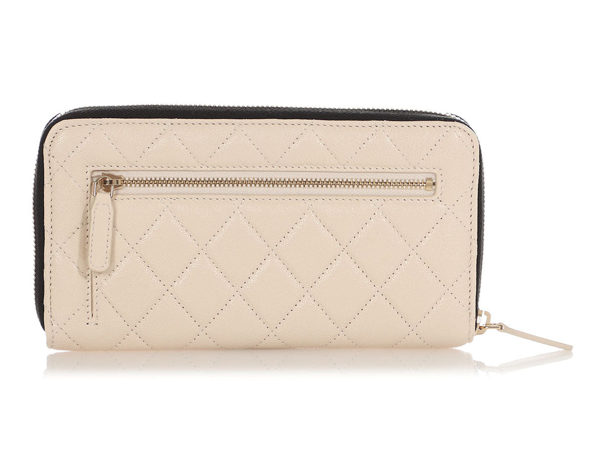 Chanel Large Tri-Color Part-Quilted Goatskin In & Out Zip Around Wallet