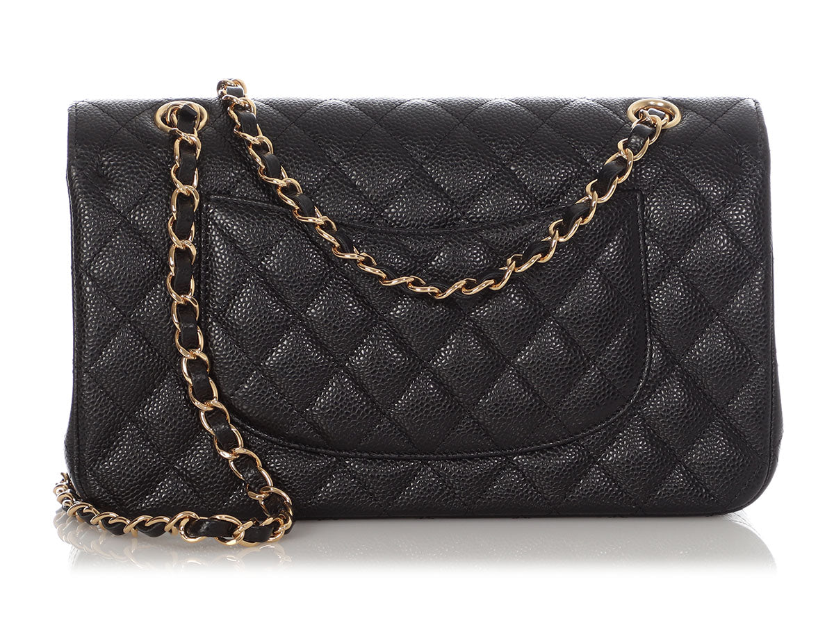 Chanel Medium/Large Black Quilted Caviar Classic Double Flap